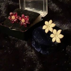 Poinsettia Earrings - AVON - Convertible Red/White